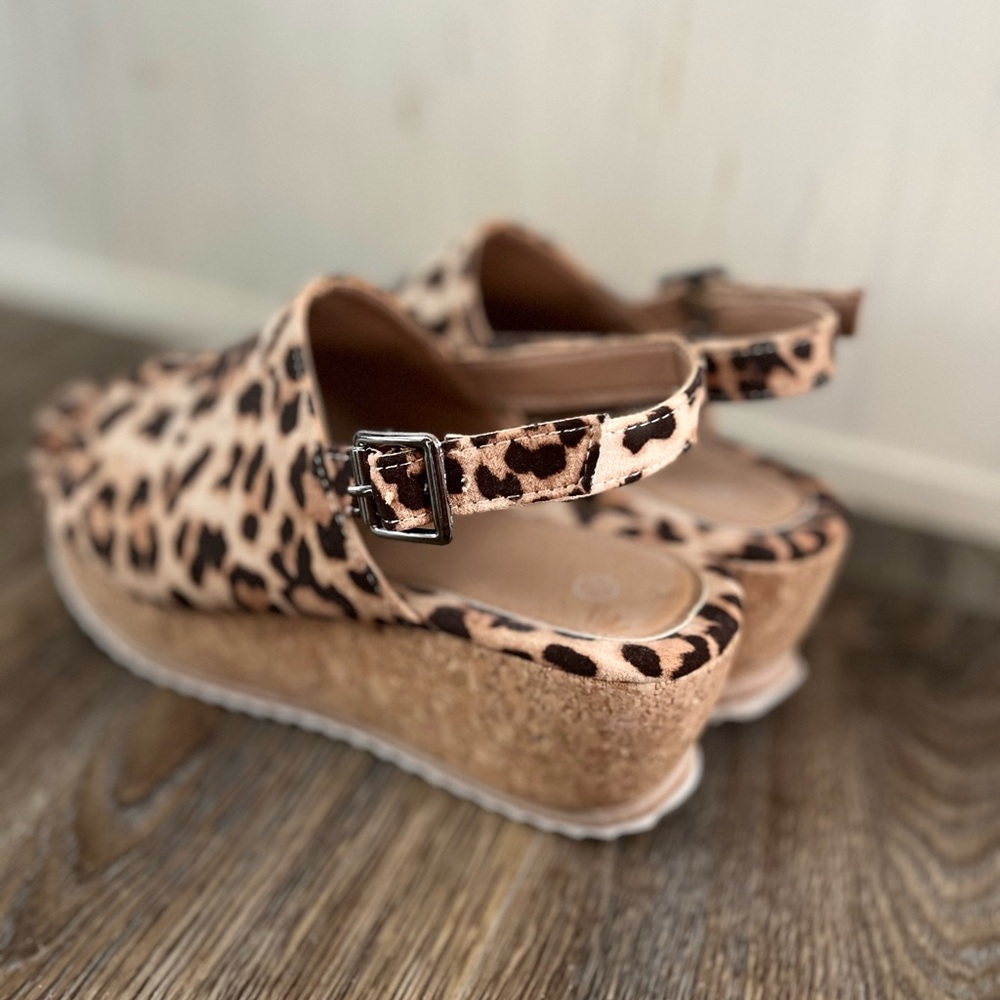 Leopard print wedges